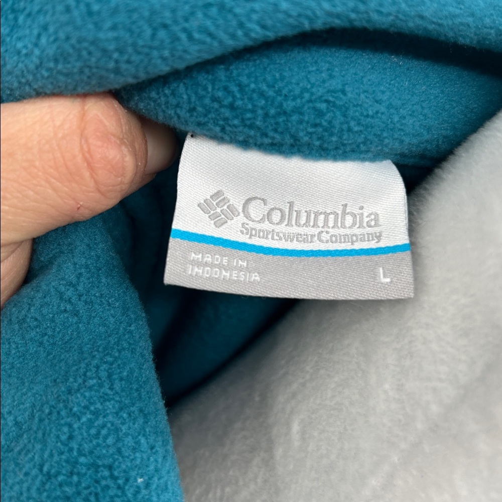 Columbia Women’s Colorblock Fleece Jacket Full Zip Teal Gray Size L - Picture 2 of 7